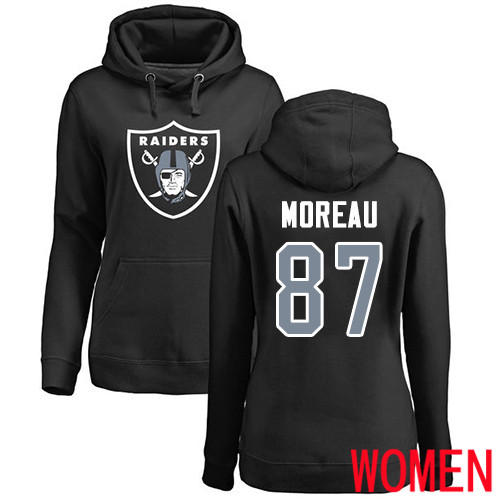 Oakland Raiders Black Women Foster Moreau Name and Number Logo NFL Football #87 Pullover Hoodie Sweatshirts->women nfl jersey->Women Jersey